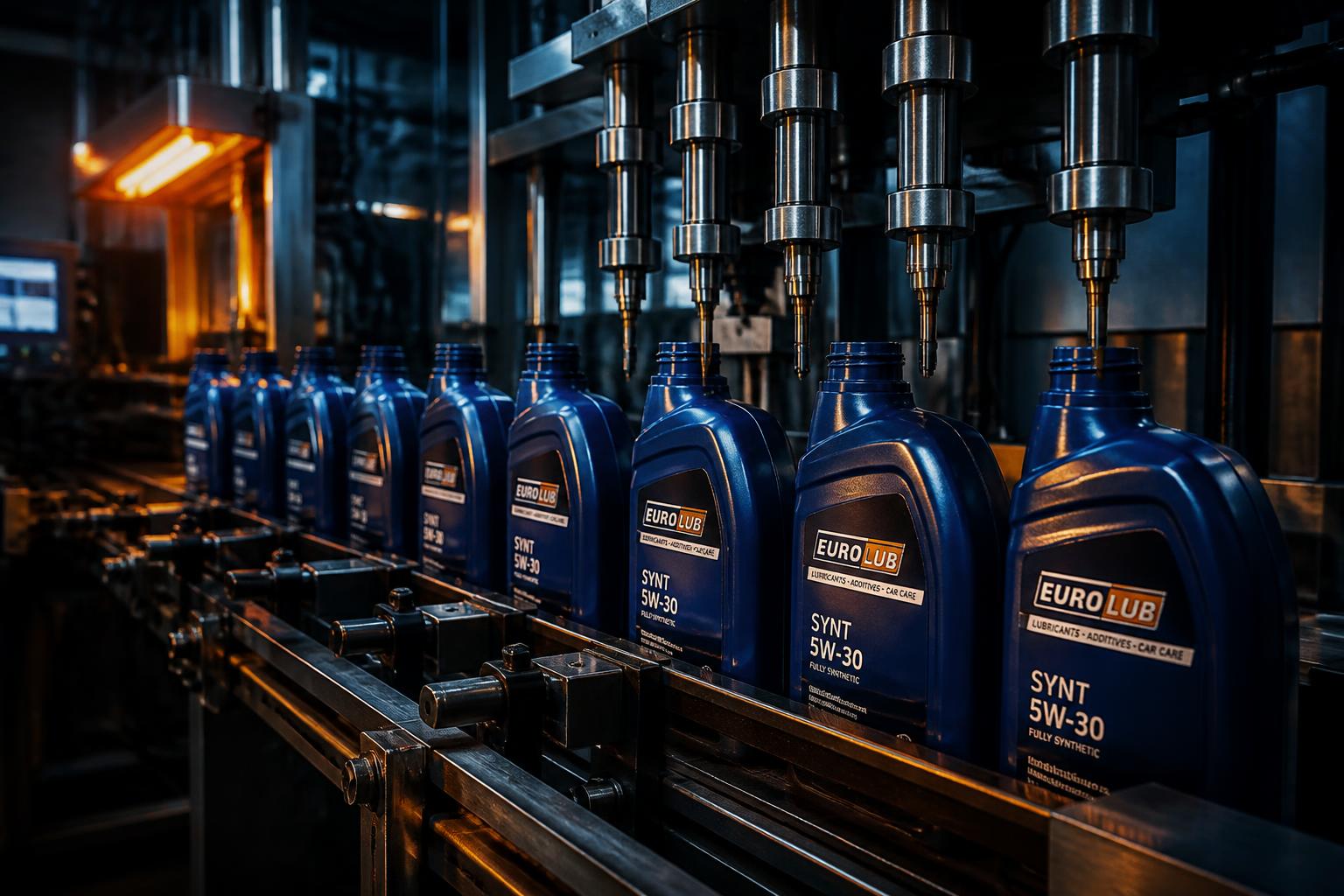 Industrial lubricant filling line in a European factory